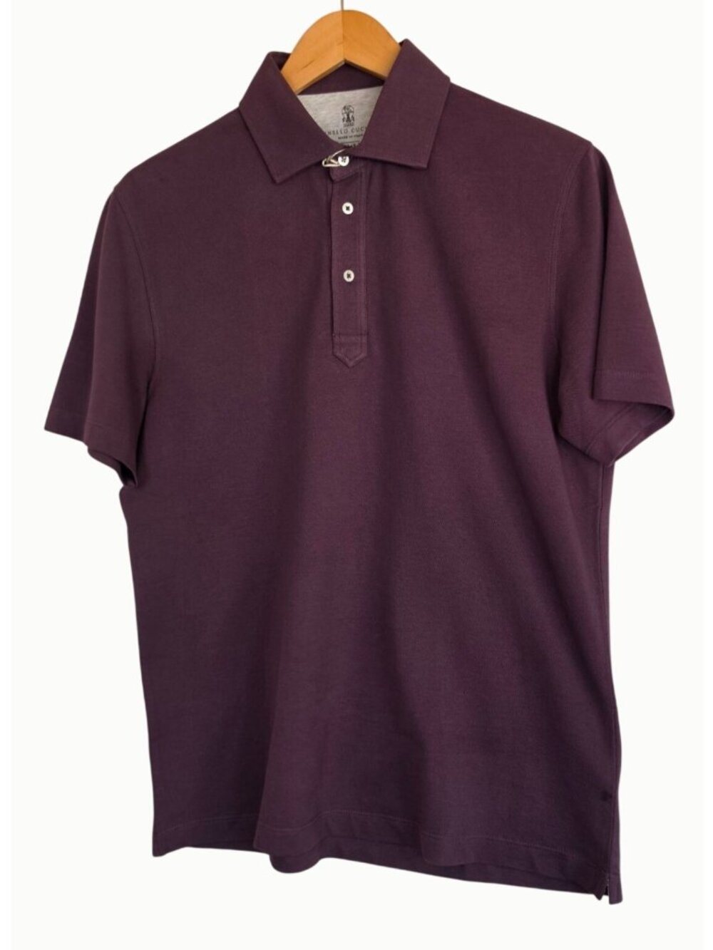 Brunello Cucinelli Men’s Polo Shirt Size IT 46 Plum Purple Cotton Made Italy